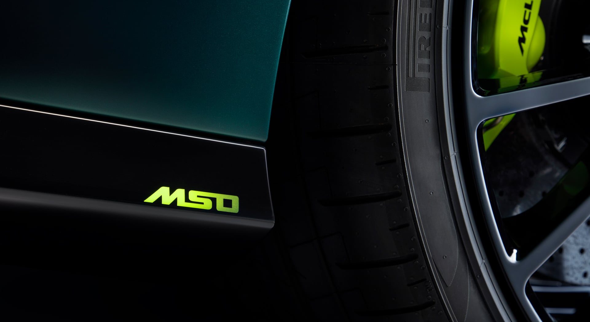 Close up shot of the MSO logo on a McLaren Supercar.