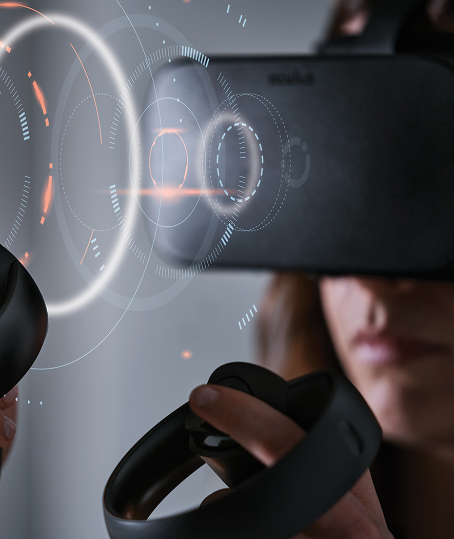 A woman using a VR set.