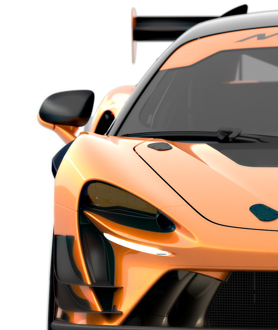 Front view of copper McLaren Artura Trophy EVO, in a white studio environment.